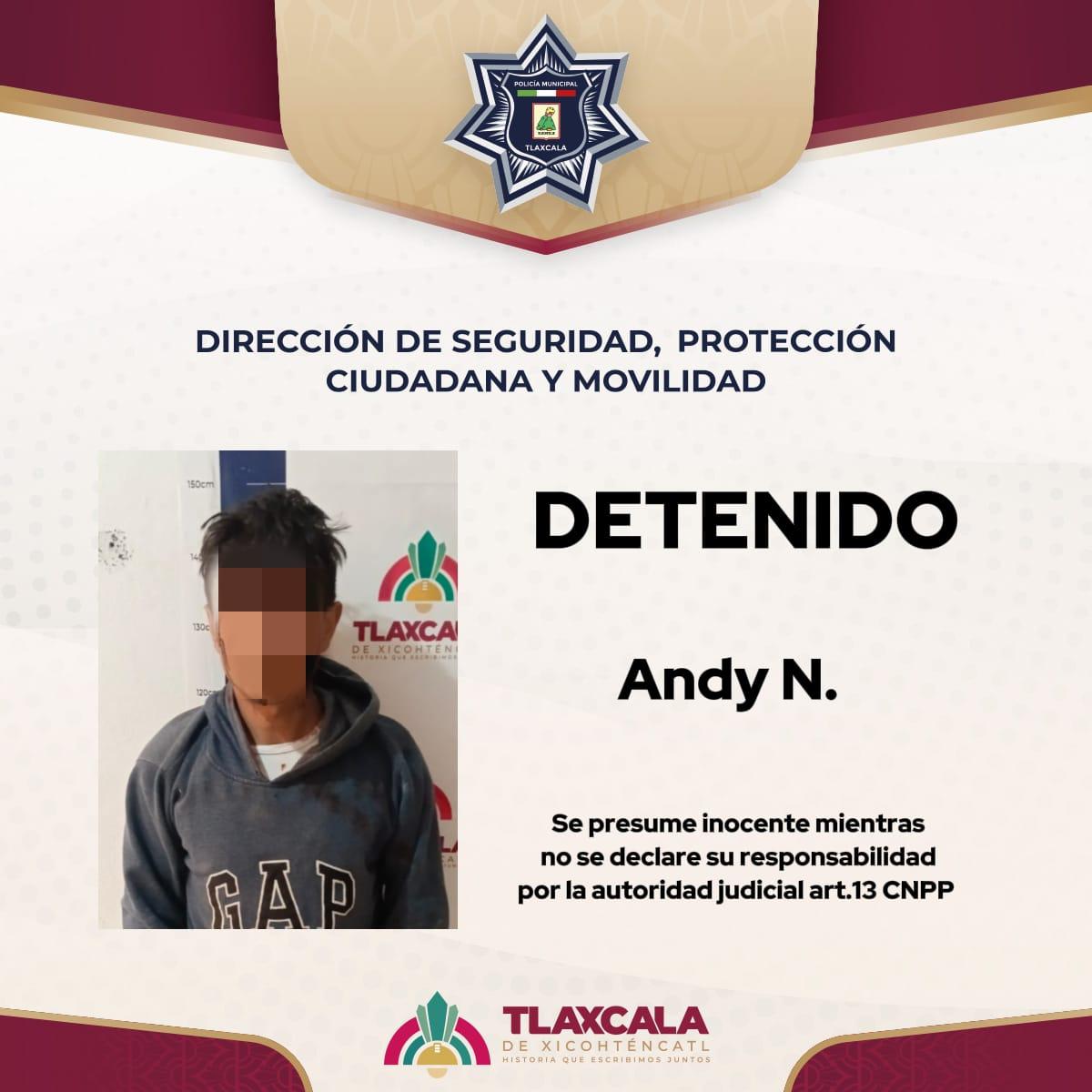 Intervención de la Policía Municipal de Tlaxcala permite detención de presunto ladrón en San Diego Metepec